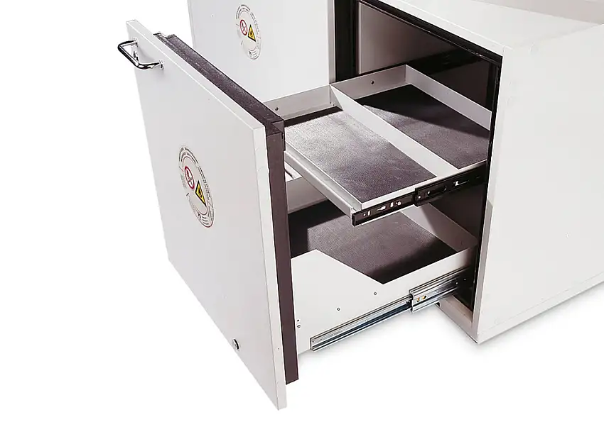 Secondo ripiano estraibile asecos, per armadio sottobanco GU-50.T, rivestito