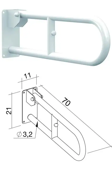 BARRA RIBALTABILI DA MURO ACC.LACCATO BIANCO   70 CM